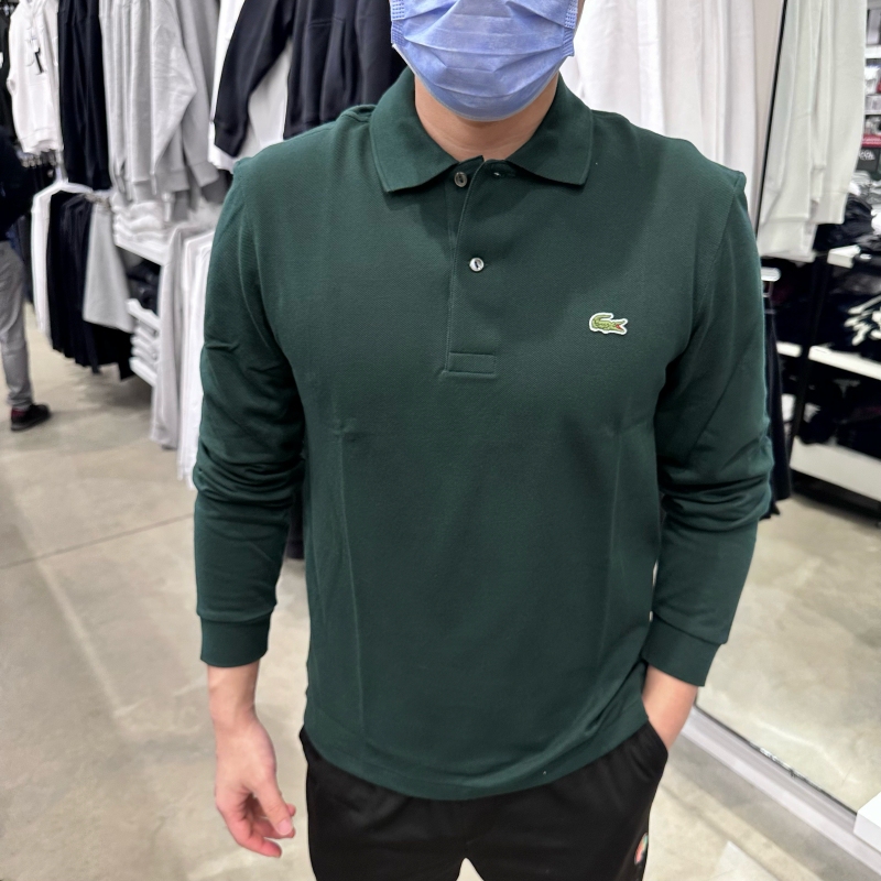 Lacoste French Crocodile Men's Autumn and Winter Classic Casual Business Pure Cotton Pure Color Long-Sleeved Polo Shirt T-Shirt