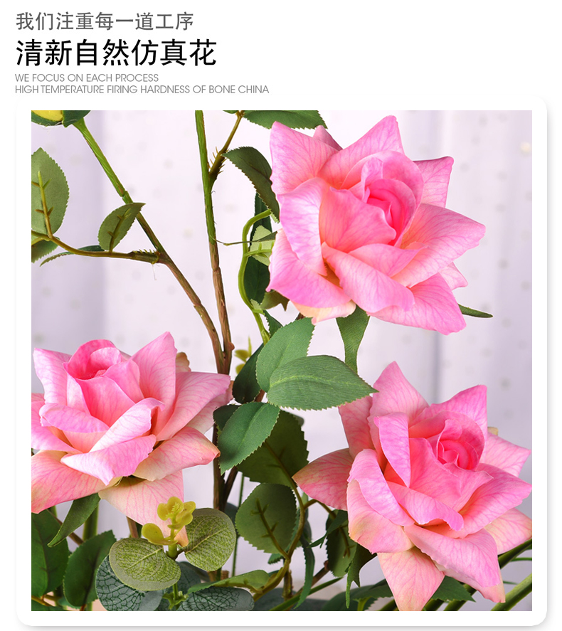 Hoa hoa hồng giảm thiểu hoa trang trí nhà phòng khách bàn ăn hoa bonsai lụa hoa trang trí hoa mẫu chậu cây cây bàng giả