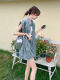 Blue Niche Design Denim Suit for Women, Summer 2025 New Korean Style Wrinkled Shirt Top and Shorts Two-Piece Set