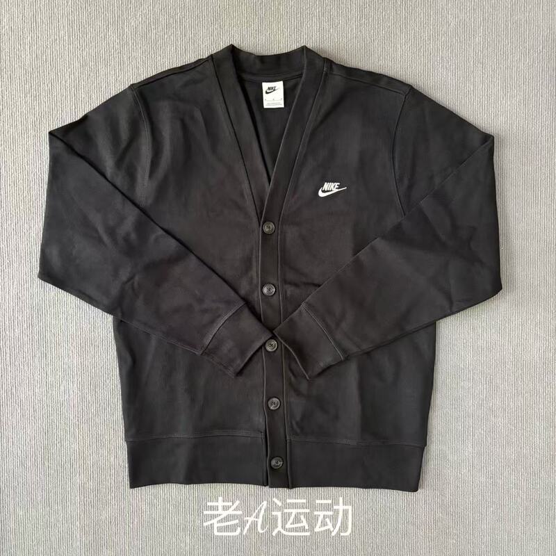 Nike Men's Spring and Autumn Running Sports Casual Breathable Knitted V-Neck Pure Cotton Cardigan Jacket Fn3899