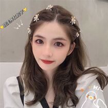 Net red new small clip pearl hairpin hairpin hair bangs double-sided petal clip super fairy headdress girl heart