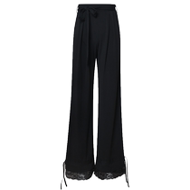 Dambao Roo Professional Latin dance practice Necking Lace Long Pants for Ballroom Dancing Lady Pants Adult National Standard Dance Pants