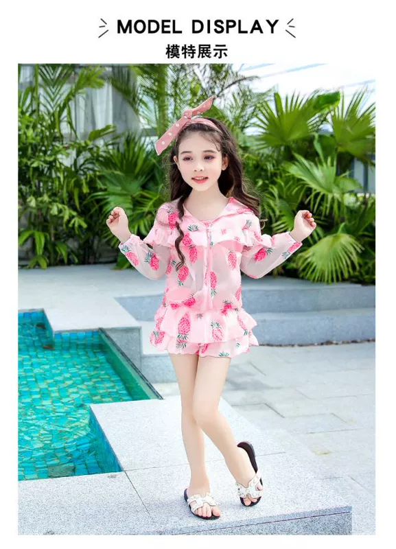 Bộ đồ bơi bé gái xẻ váy nữ đồ bơi bé gái lớn bé gái công chúa học sinh set 2019 mới - Bộ đồ bơi của Kid do boi be gai