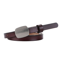 Japan FCs new Korean style womens belt cowhide belt with thin plate buckle simple versatile dress genuine leather belt for women