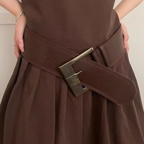 Japan FC American hot girl style wide version belt for women retro Maillard style waist slimming with skirt and high temperament