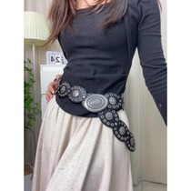 Japan FCs new high-end retro belt for women with skirt sweater suit rivet belt wide waist