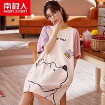 South Pole Sleeping Dress Summer Thin style pure cotton short sleeve cute sweet and beautiful cartoon pyjamas woman loose to step up code home clothes