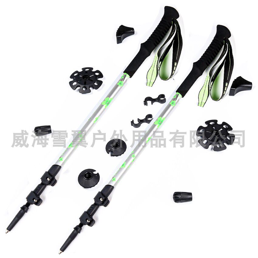 Factory Carbon Fiber Mountaineering Stick Carbon Super Light External Lock Cane Three-section Stick Telescopic Adjustable Hiking Scepter
