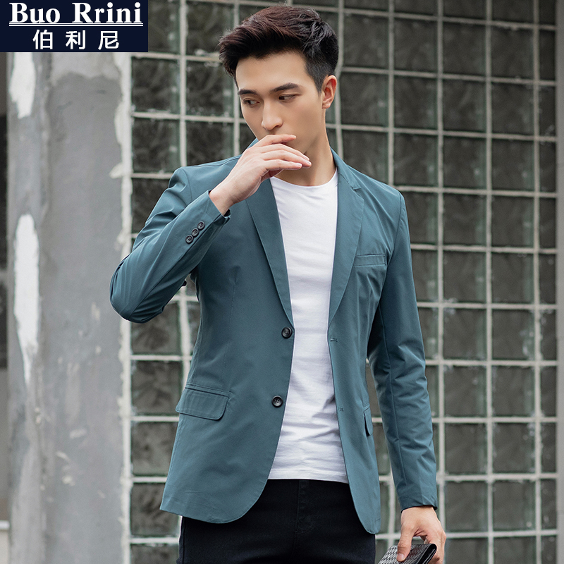 Casual suit jacket men's spring and autumn slim fit for business Korean version Trend youth blouses single piece of little west suit men's poo