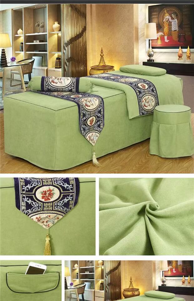 Beauty bed bao gồm bốn bộ cao cấp nhỏ châu Âu sang trọng đơn giản thẩm mỹ viện đặc biệt massage trị liệu làm đẹp giường đặt - Trang bị tấm khăn trải giường spa