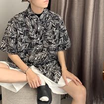 SC 21 new summer holiday wind flower shirt short-sleeved men loose ins wind casual Korean men and womens shirt short-sleeved