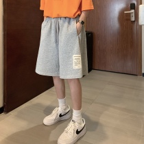 SC 21 summer shorts men loose straight tube Harajuku port wind ins all-match Korean version of the trend solid color sports five-point pants