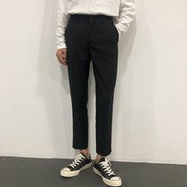 SC 20ss Korean version of pure black thin ins straight Hong Kong style small suit pants nine-point small pants casual pants men slim