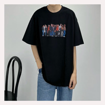 SC 22 Summer homemade round collar front and back interesting character printed short sleeve T-shirt male and female with loose 100 lap