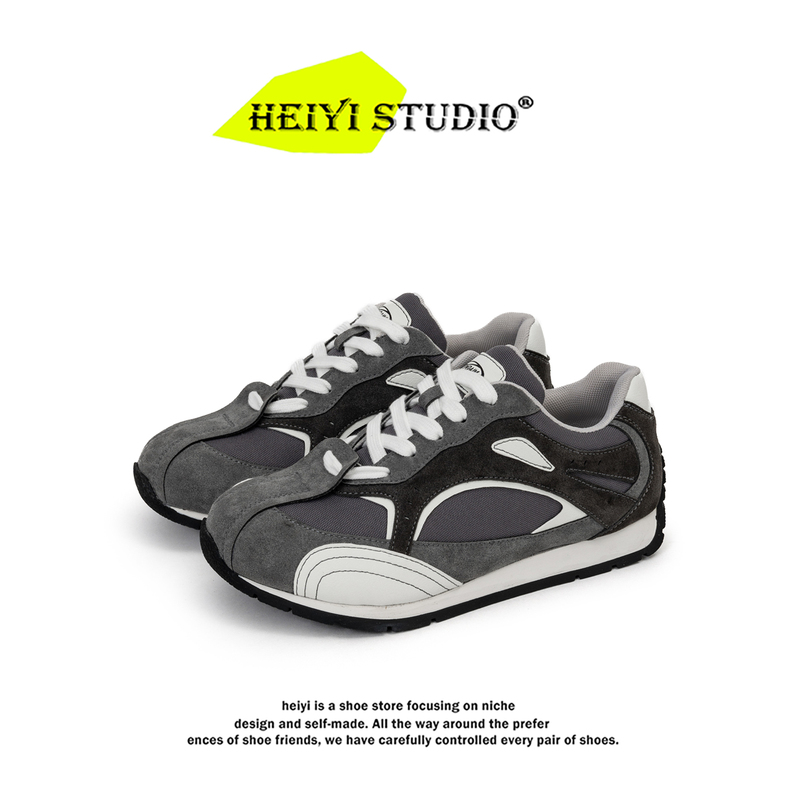 Gray Retro Forrest Gump Shoes for Men, Summer Breathable Sports Casual Jogging Shoes, Thick-Soled Racing Training Shoes, Large Toe Sneakers