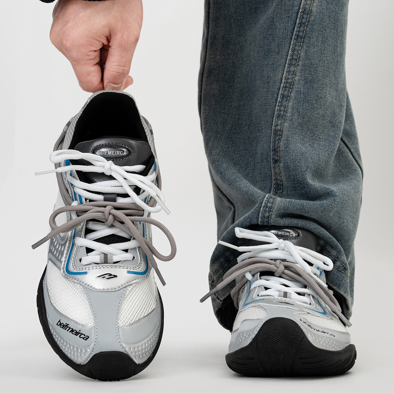 Paris Radar Silver Training Shoes for Men and Women, Mesh Thin-Soled Sports Racing Shoes, Couple Casual Retro Dad Shoes