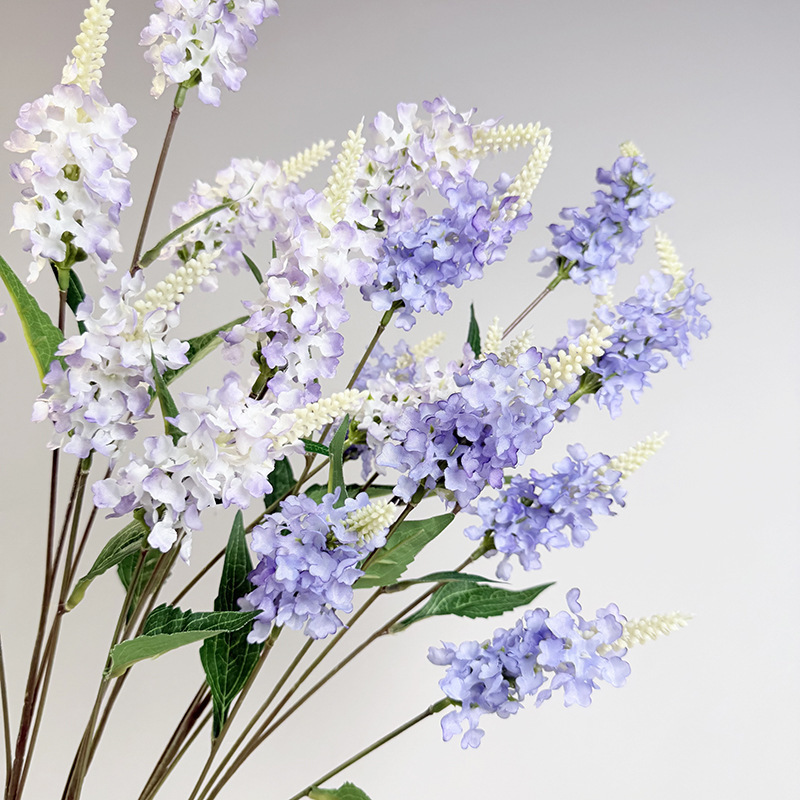Artificial 5-Head Lavender Sage Artificial Linear Flower Material for Natural Style Floor-Standing Floral Design and Photography