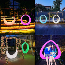 LED Outdoor Lightening Double Loving Autumn Thousands Yard Casual Hanging Basket Chair Scenic Spot Park Net Red Color Changing Moon Light