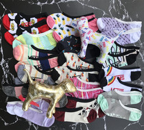 6 double tide brand shallow mouth invisible boat socks sports casual socks retro printed cartoon silicone non-slip womens socks