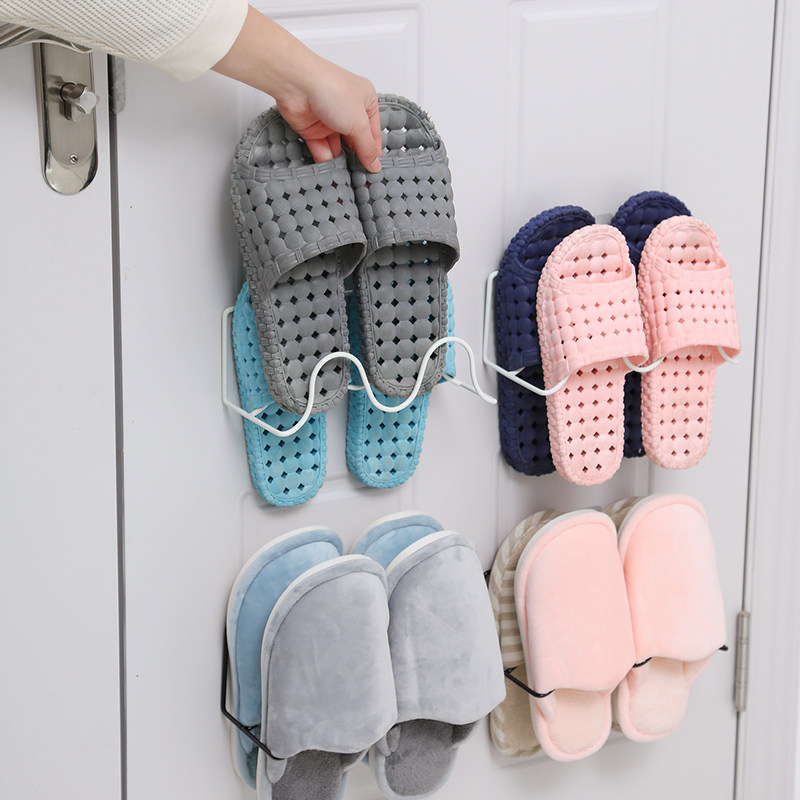 Toilet Bathroom Slippers Rack Wall Hanging Free Punch-Free Containing Shoe Rack's Hook Put Shoe Dressing Room Drain Spikes Free