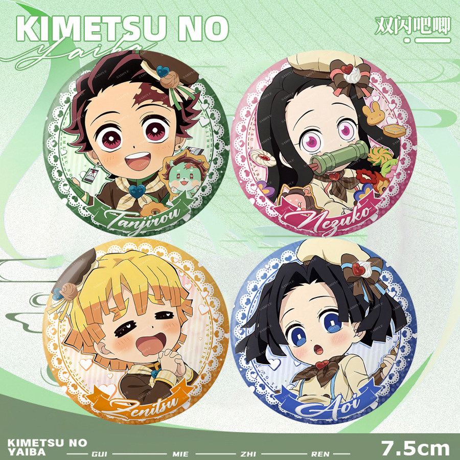 Demon Slayer White Day Series Double Flash Badge Zenitsu Aoi Nezuko Badge Brooch Anime Merch 207