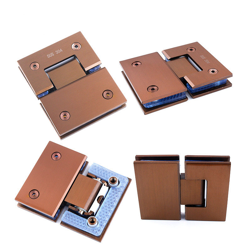 180 degree 304 stainless steel rose gold brushed bathroom clip seal glaze No fingerprint thickened hinge frameless glass door clip