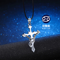 The twelve constellations cross Korean version of the trendy person titanium steel necklace jewelry mens jewelry female pendant couple gift hanging