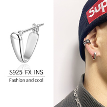 Sterling silver stud earrings mens fashion personality mens earrings mens dark street hip-hop single European and American simple earrings women