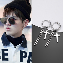 No pierced sterling silver ear clip earrings Male student temperament fake stud earrings tide No hole ear buckle ear bone clip earrings ear ring female
