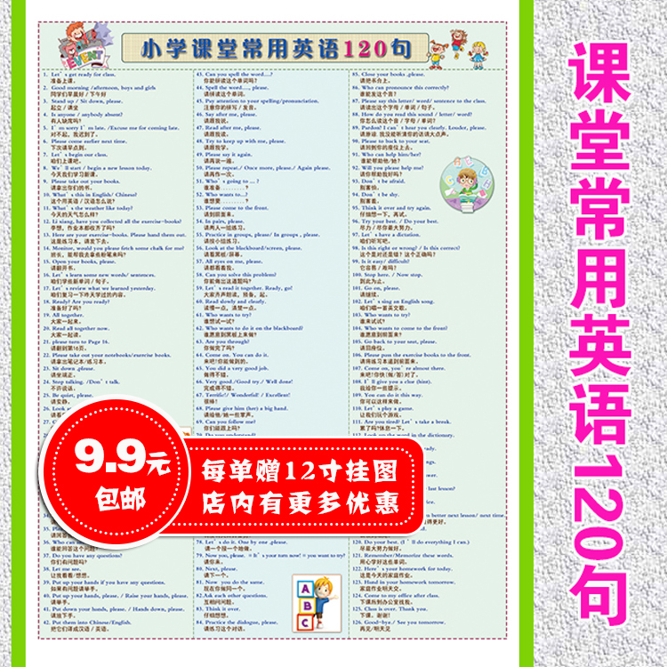 Primary school students often use English 120 wallcharts in classroom English classroom language in spoken elementary school