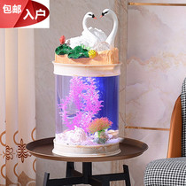 Small water tank cylindrical fish tank living room desktop Turtle Bowl goldfish tank aquarium water tank