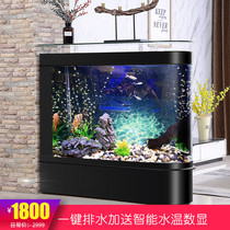 Bullet fish tank living room floor home Feng Shui Cai 1 m partition wall glass small and medium goldfish aquarium