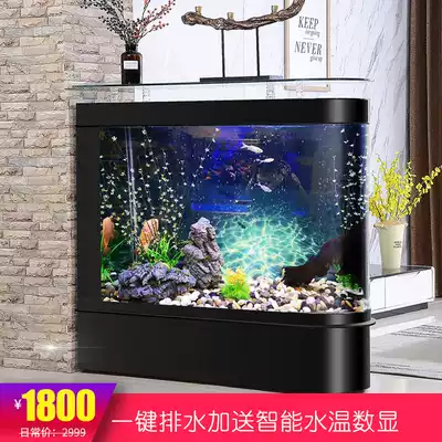 Bullet fish tank living room floor home Feng Shui Cai 1 m partition wall glass small and medium goldfish aquarium