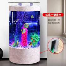 European household cylindrical fish tank medium large aquarium round semicircle creative fish tank living room office