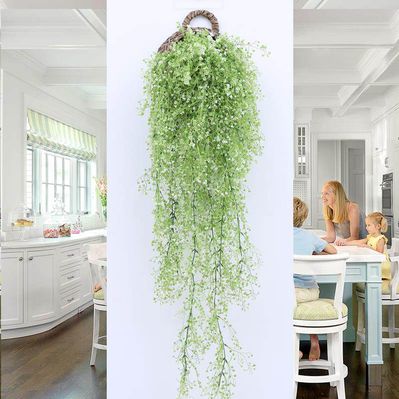 Milk tea shop wall decoration pendant wall decoration living room fake flower dining room simulation plant wall hanging decoration