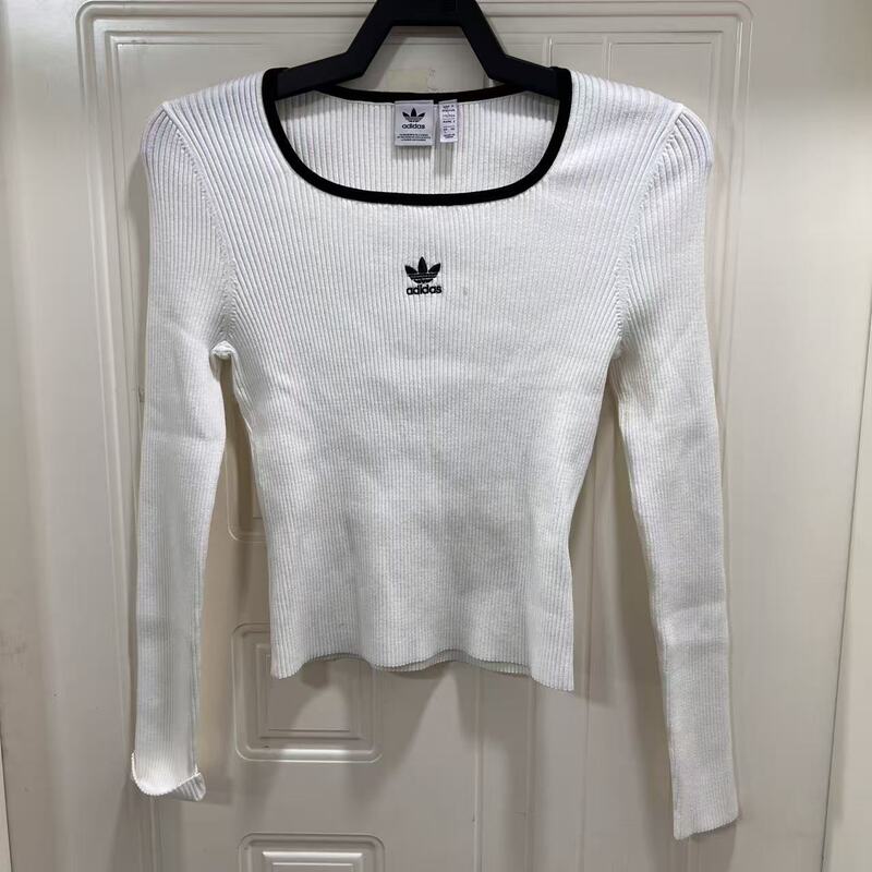 Adidas Originals Adicolor Slim Fit Square Neck Long-Sleeved Knitwear for Women Han Yu White Jm8055