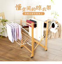 Drying rack floor folding indoor solid wood clothes drying rack balcony bedroom household clothes hanger quilt artifact