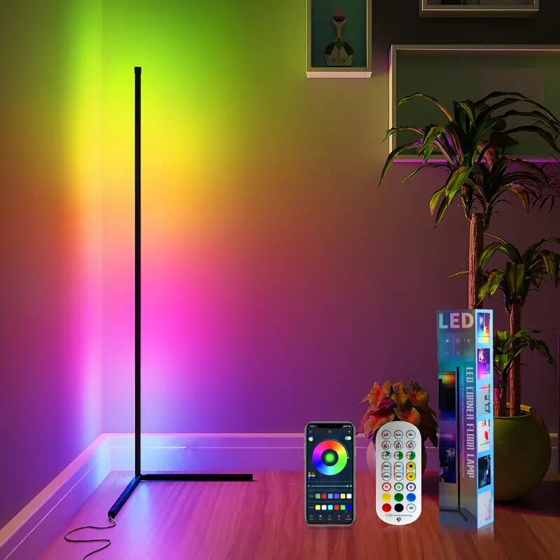 Floor-Standing Ambient Light Rgbic Corner Light Three-Section Splicing Bluetooth Led Light Modern Minimalist Table Lamp Sound-Activated Light