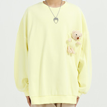 Dosho mens Korean version of the cute bear couple long-sleeved loose casual top lazy ins wind sweater tide