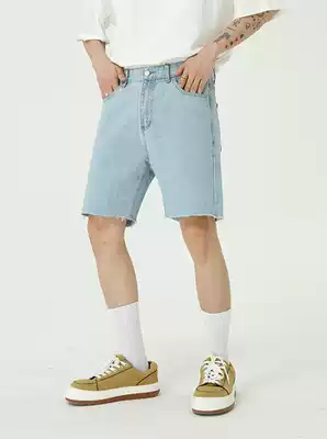 Dosho men's clothing) summer Korean straight five-point denim shorts men's Joker loose burrs five-point pants trendy men