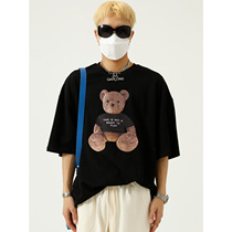 Dosho mens clothing 2021 summer new product ins net celebrity Japanese bear T-shirt men loose Korean casual short-sleeved men