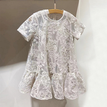 Spot children dress custom 22 summer new girl short sleeve lace dress with two sets of princess lace dress small gown