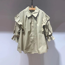 Childrens clothing Customized 22 autumn clothes new girls agaric side lantern sleeve loose casual windsuit A pendulum with a long jacket