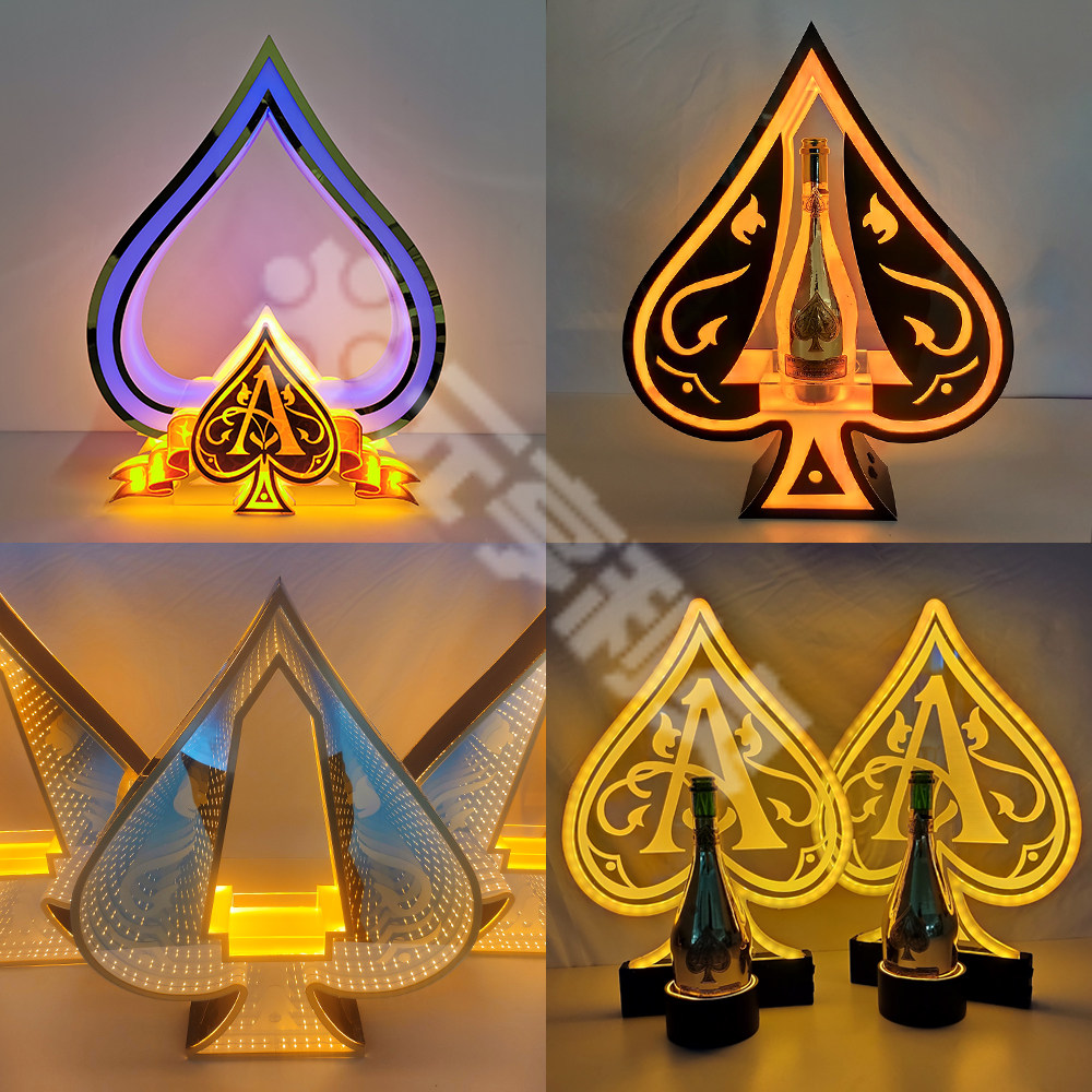 Bar KTV Spade A wine seat Champagne King booth Nightclub high-end creative wine seat custom stainless steel LED wine rack