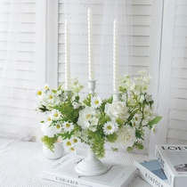 Desktop decoration ornaments candlestick floral art simulated fake flowers European retro table flowers dessert table table arrangement flowers