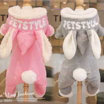 Dogs cotton clothes winter kitty clothes four-legged thickened with velvety warm teddy Beumami puppies winter clothing