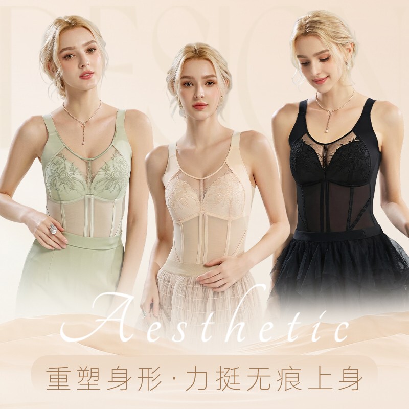 Chuxin [Fishbone Body Sculpting Bra] Pastel Style Gathered and Adjustable Shaping Bra for Women, Concealing and Slimming, Model 24327