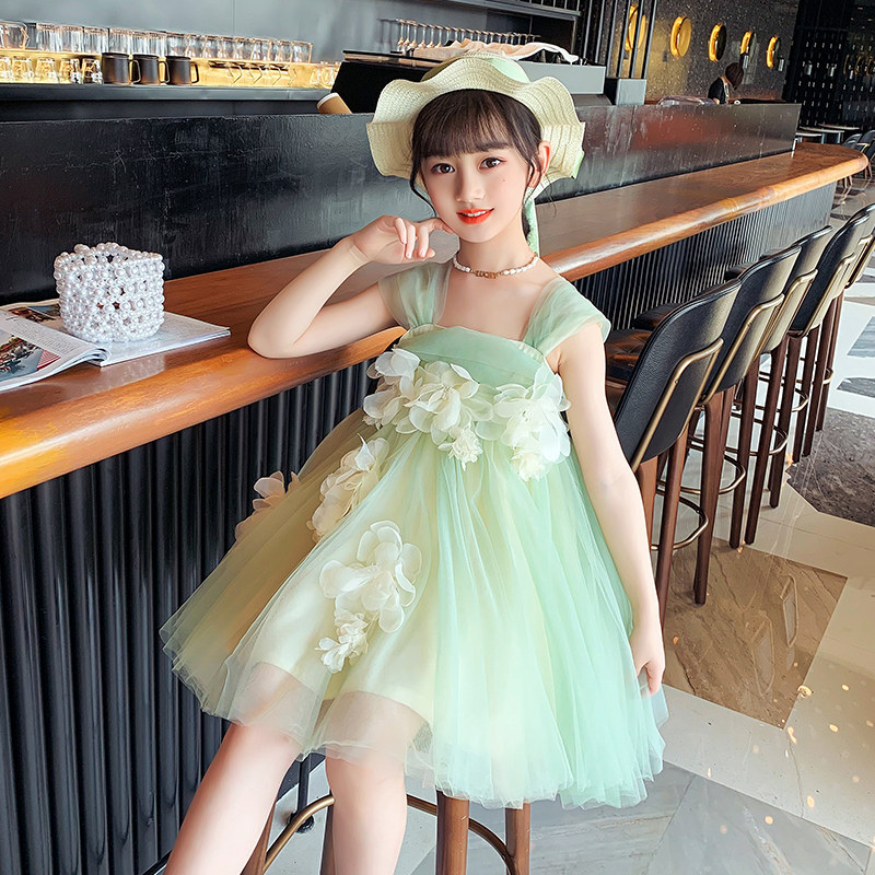 Girls dress super fairy wedding summer new children's piano princess birthday show show evening dress show summer