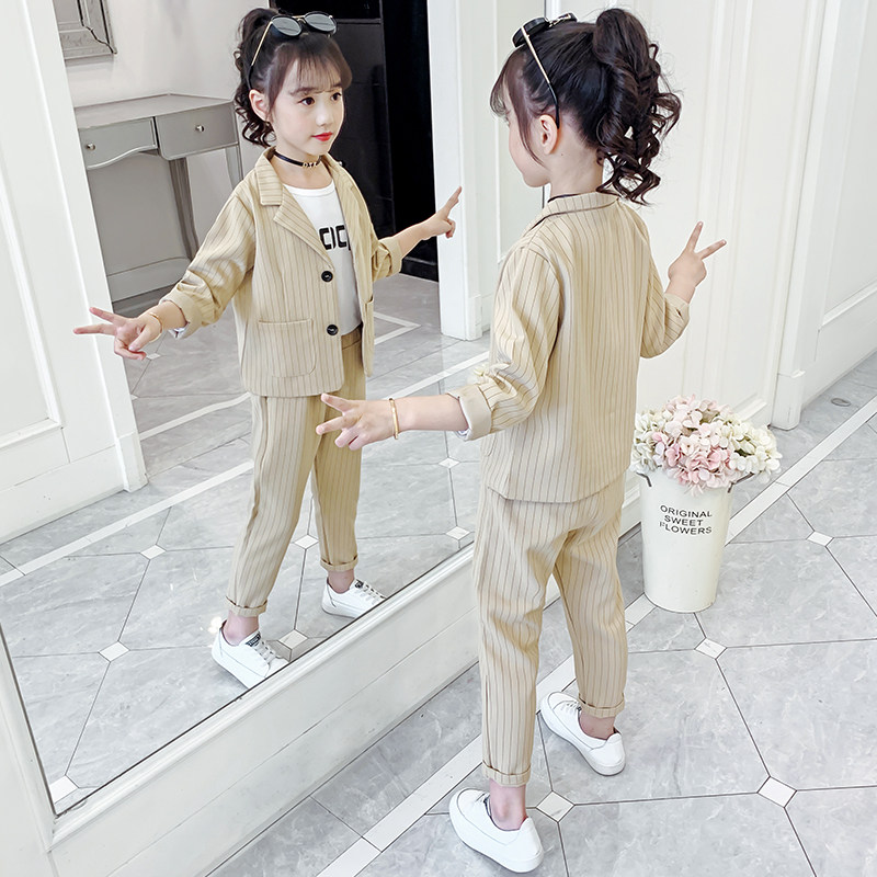 Girls suit autumn 2023 new Korean Gas children's network red small suit fashionable leisure long sleeve two pieces