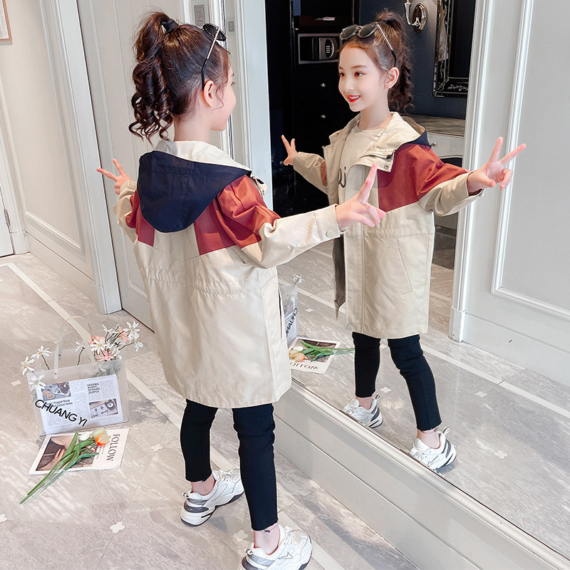 Girls Autumn Costume 2023 New Red Children's Young Sleeve Costume Girl Spring and Autumn Fashion Hat Clothes